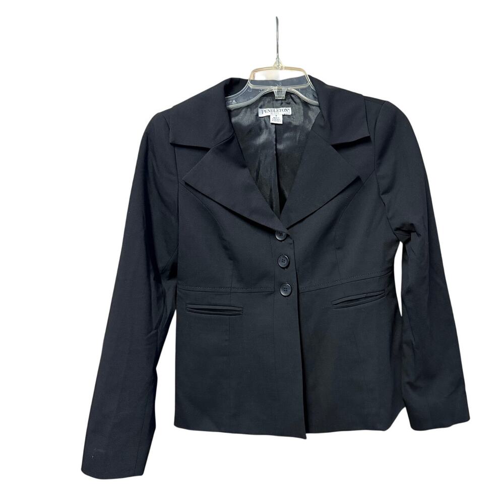 PENDLETON vintage black classic virgin wool 3 button blazer jacket